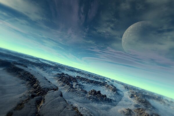 Hermoso paisaje espacial 3D