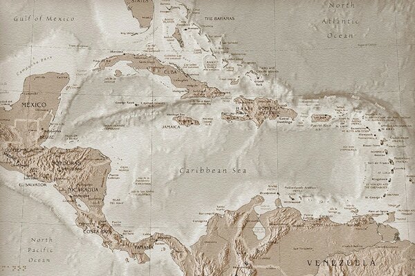 Ancient map of the Caribbean Sea