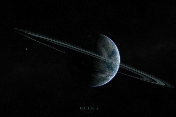 Planeta Saturn z pierścieniami, strona cienia