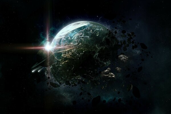 Planet. Apocalypse. Future. Space. Destruction of the planet