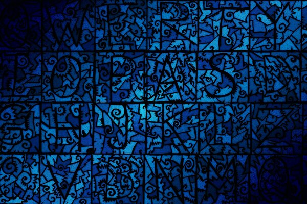 Mosaïque de couleur bleue avec des lettres différentes