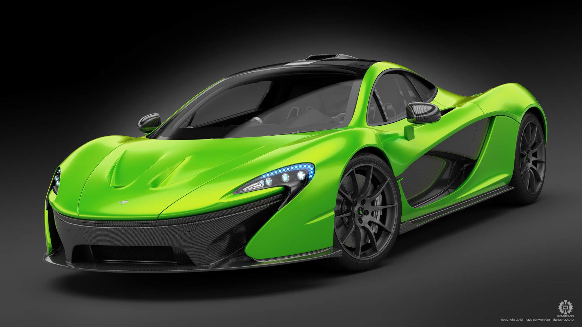 mclaren p1 zielony supersamochód