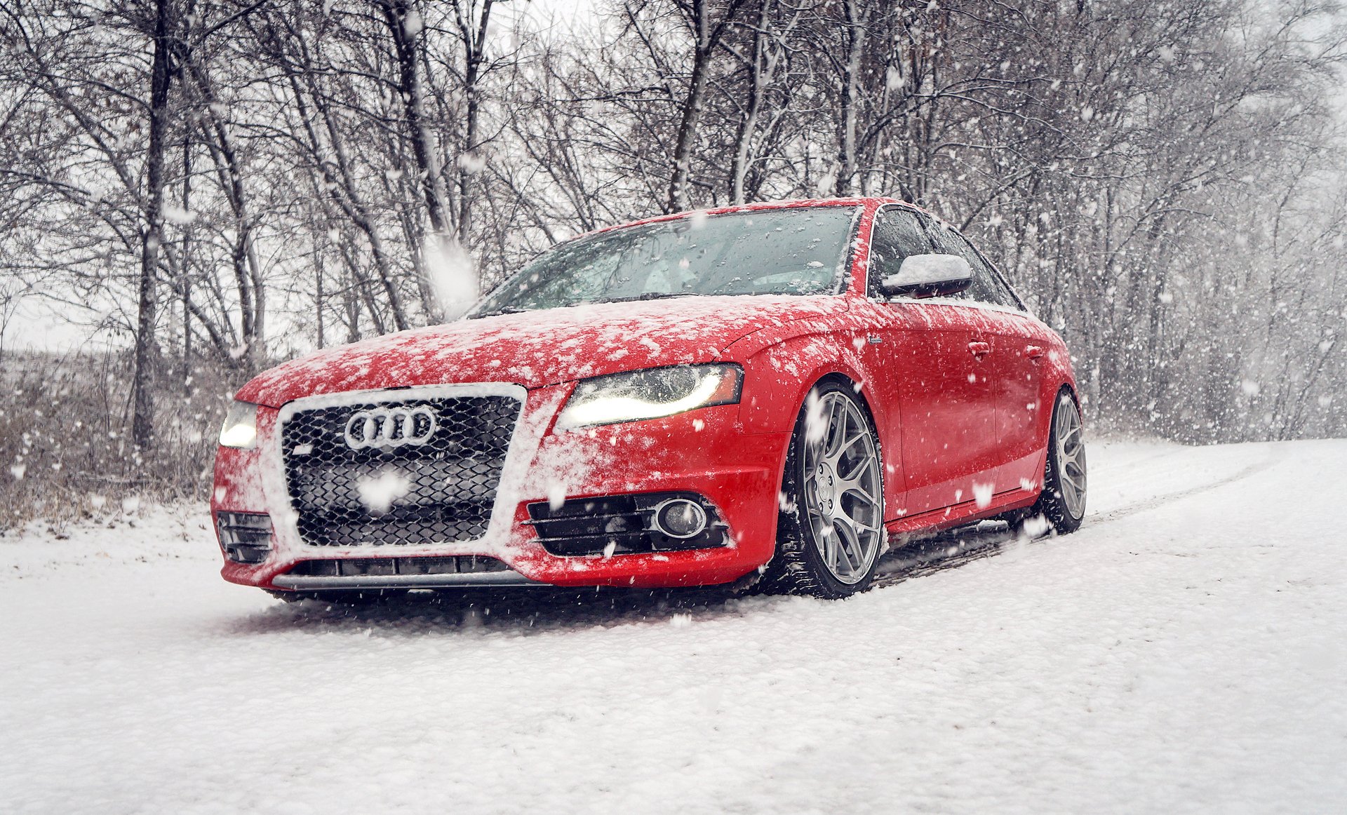 audi s4 red winter audi red winter snow