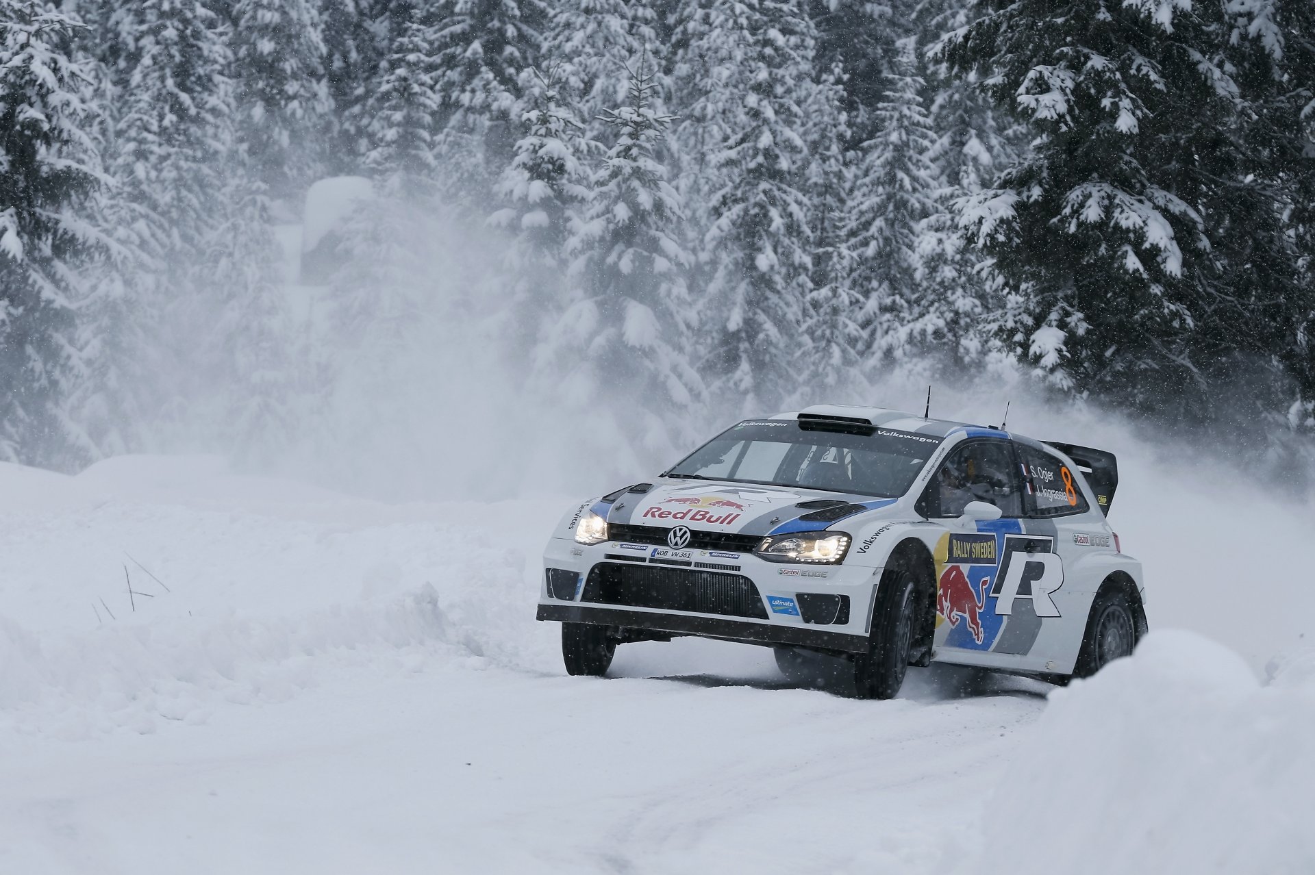 volkswagen polo snow wrc skid rally winter rally forest