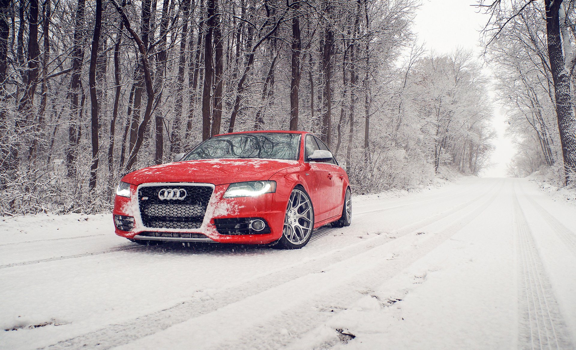 audi s4 czerwone zimowe audi czerwone zima śnieg przed