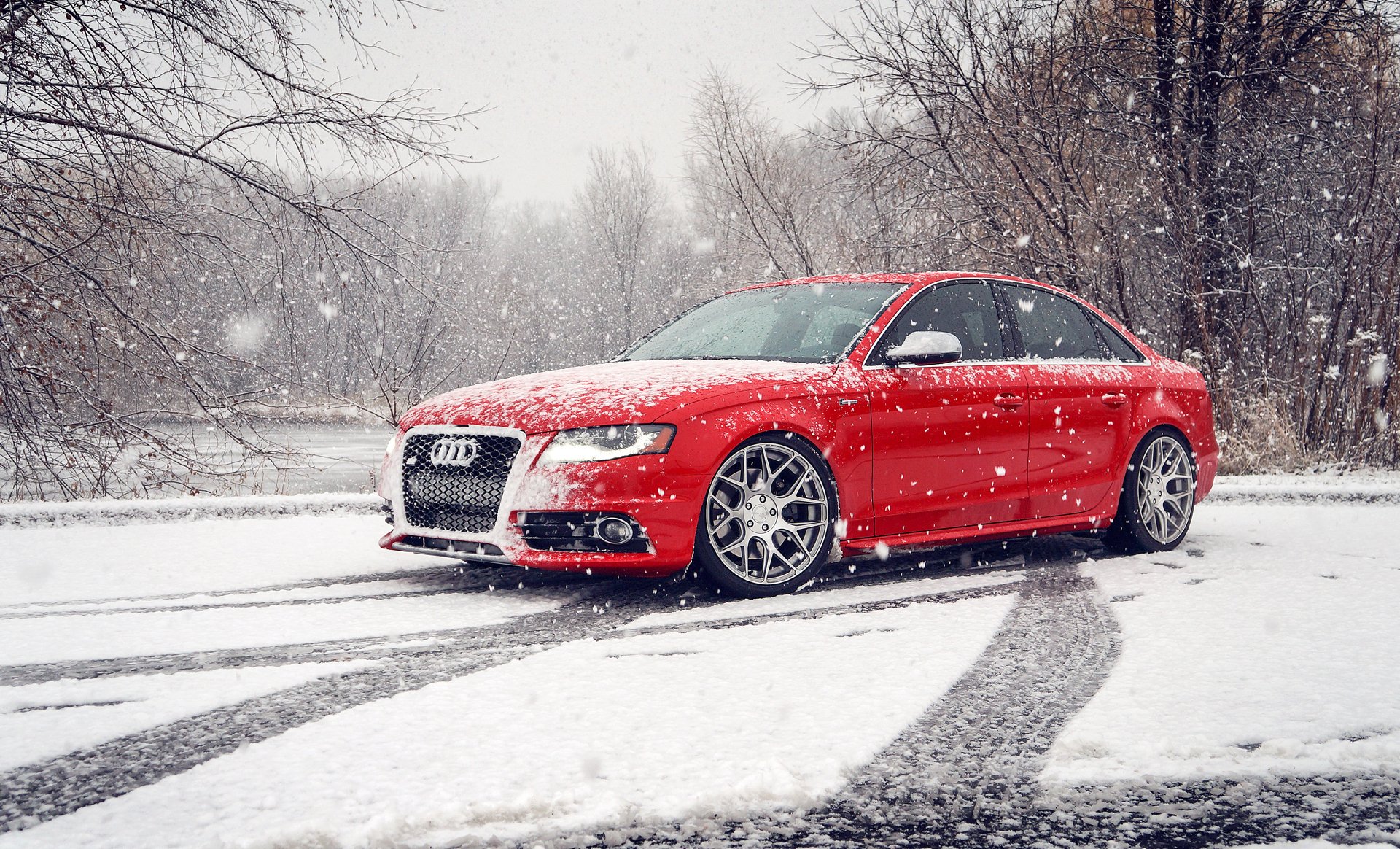 audi s4 rojo invierno audi rojo invierno nieve