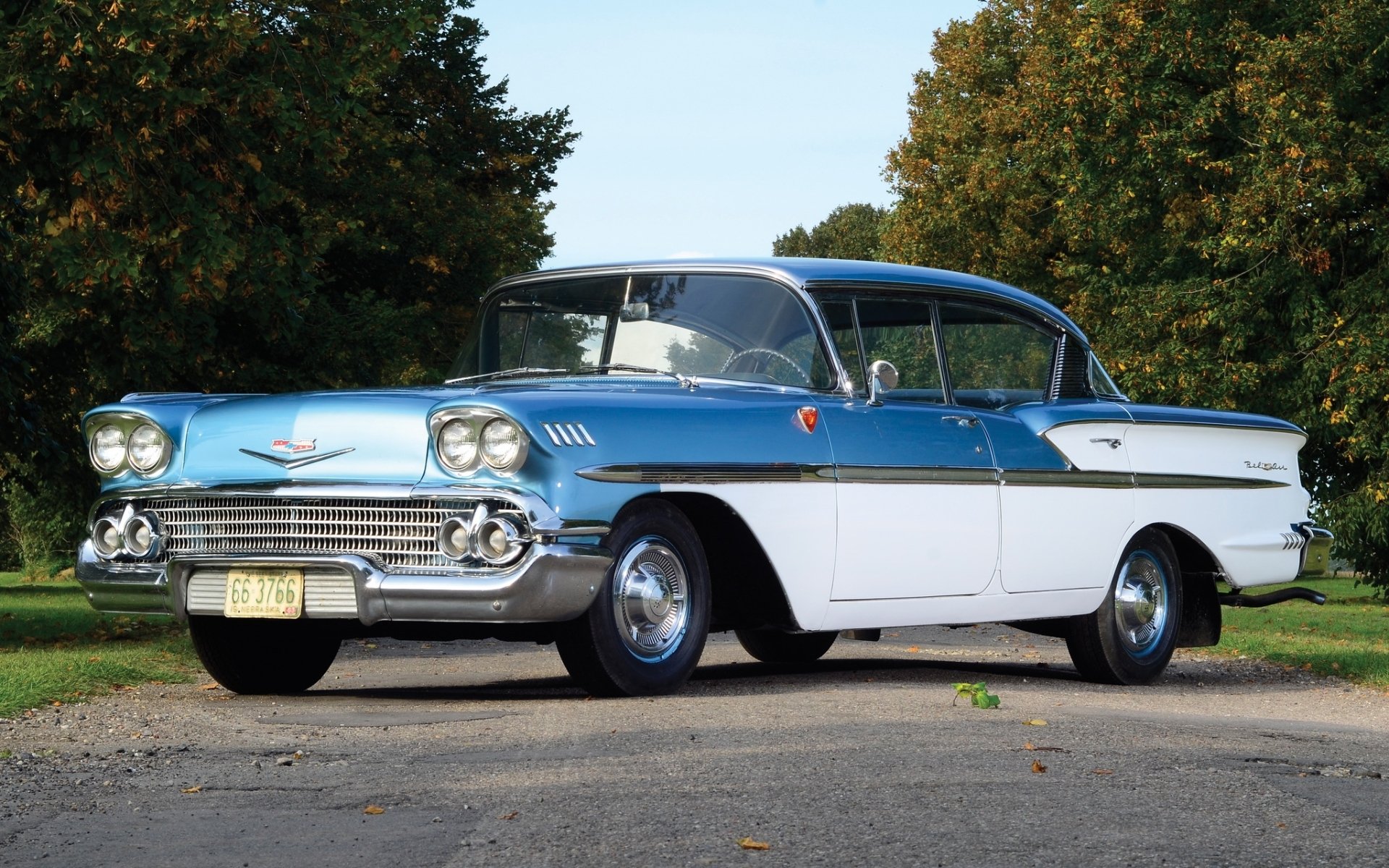 chevrolet bel air berline sport 1958 chevrolet bel air berline sport avant classique route arbres ciel