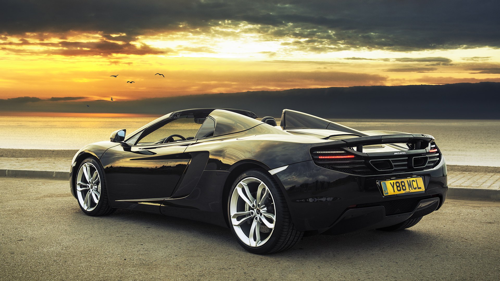 car wallpaper black supercar mclaren mp4-12c spider wallpaper mclaren spider evening beautiful car rear