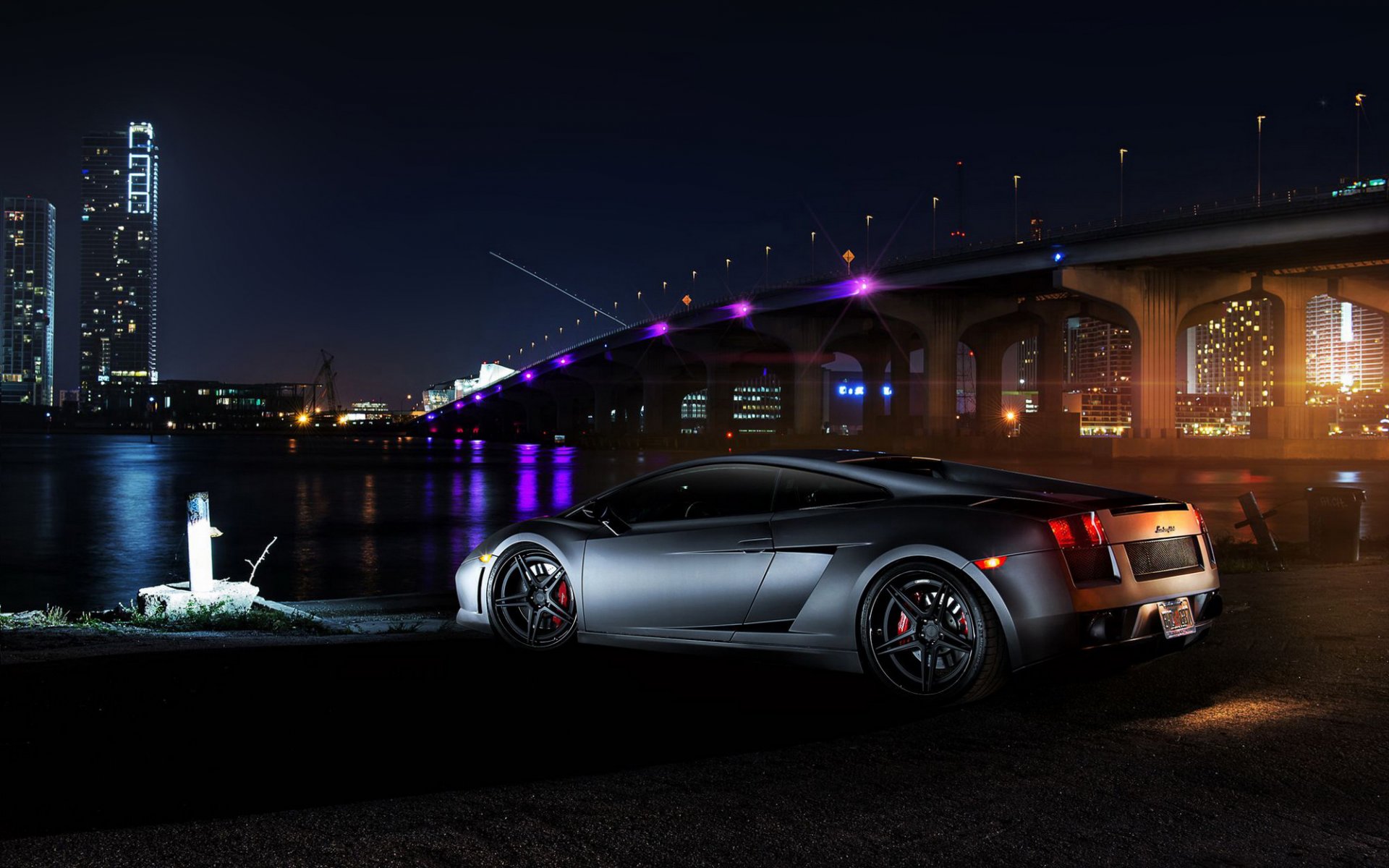 lamborghini gallardo lamborghini night car bridge