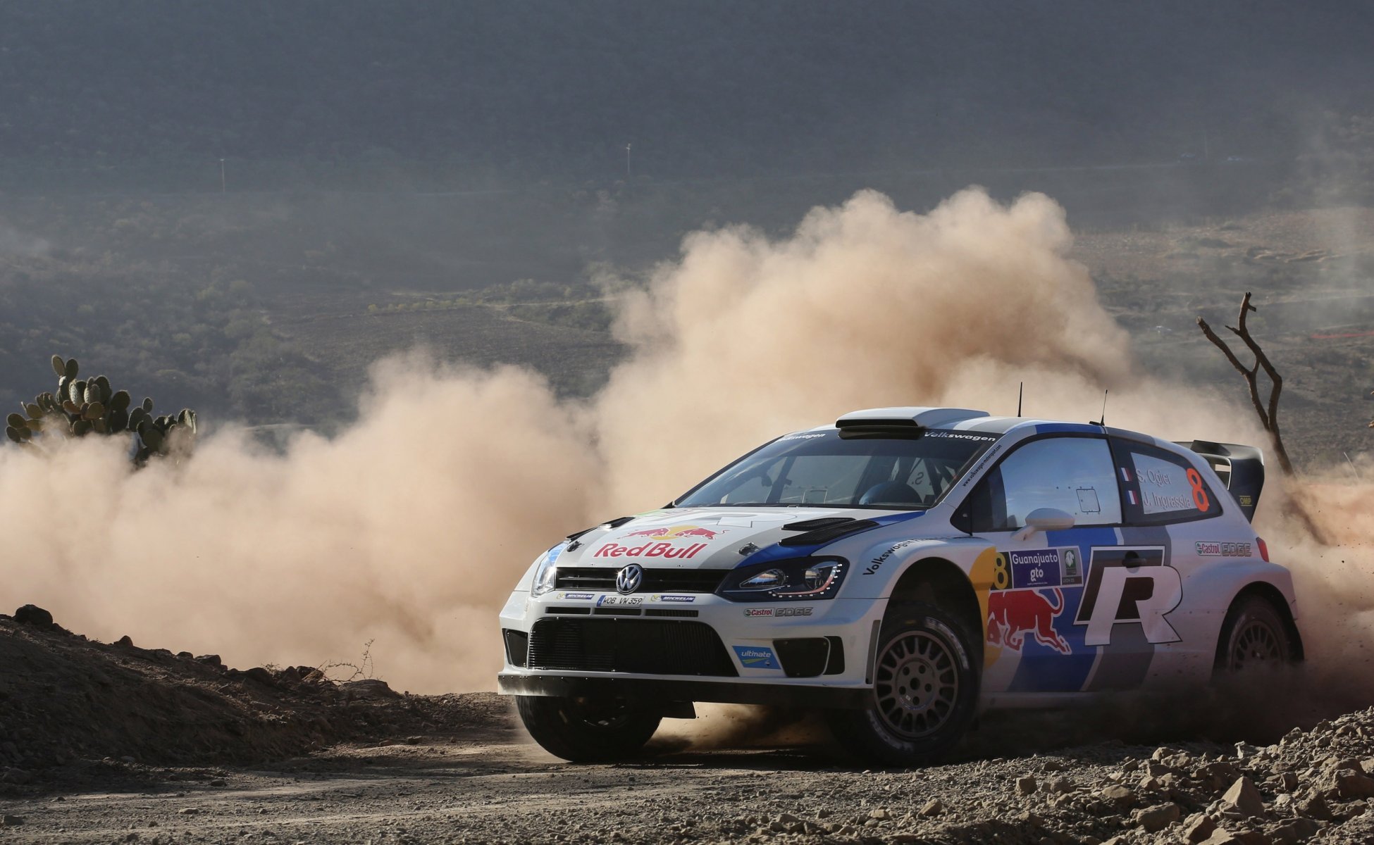 volkswagen polo wrc rally s. ogier polvere auto messico sport skid porot