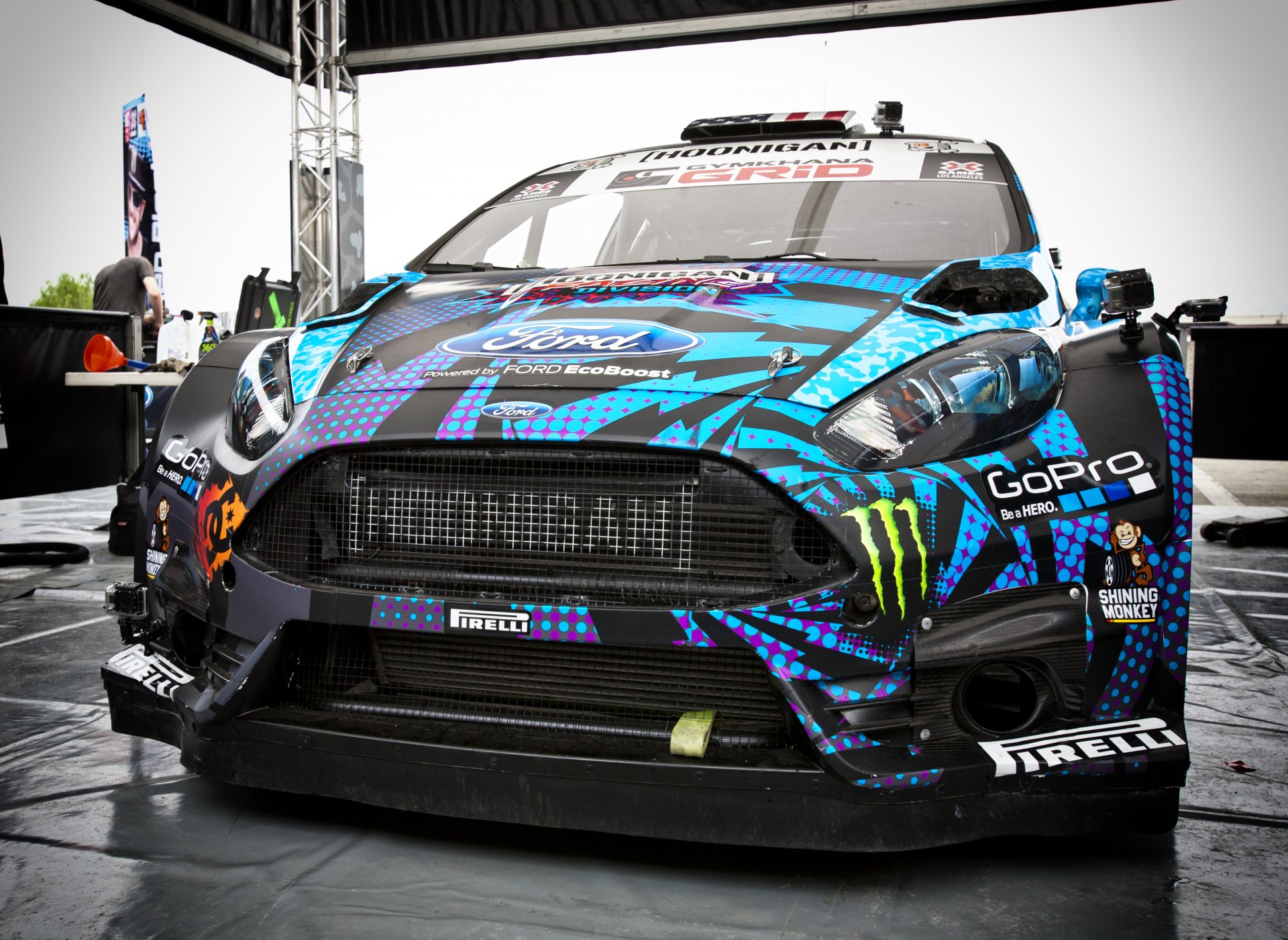 ford fiesta ken block gopro wrc hoonigan niebieski rajd sportowy samochód