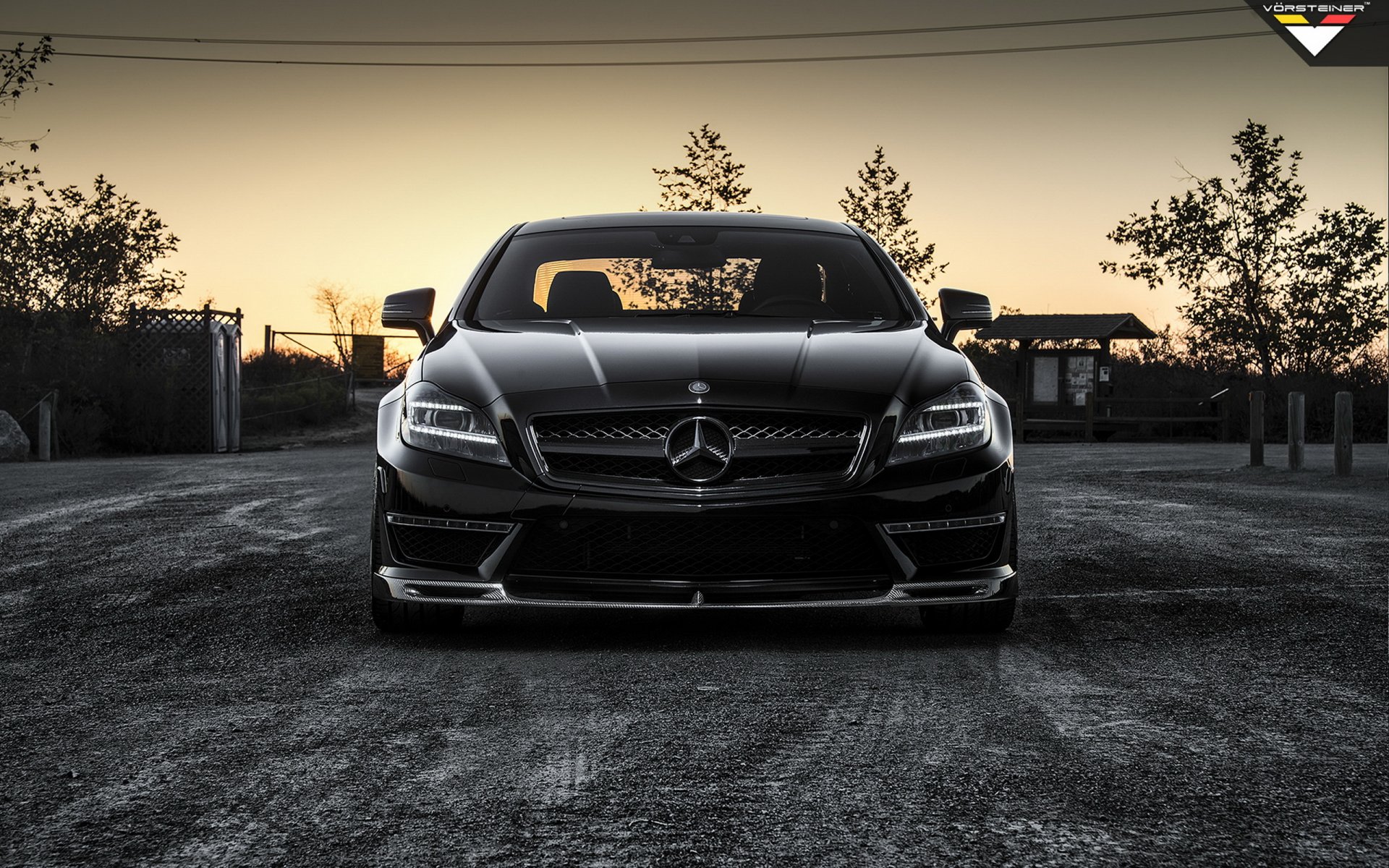 mercedes-benz cls 63 amg vorsteiner тюнинг мерседес автообои автомобиль черный передок