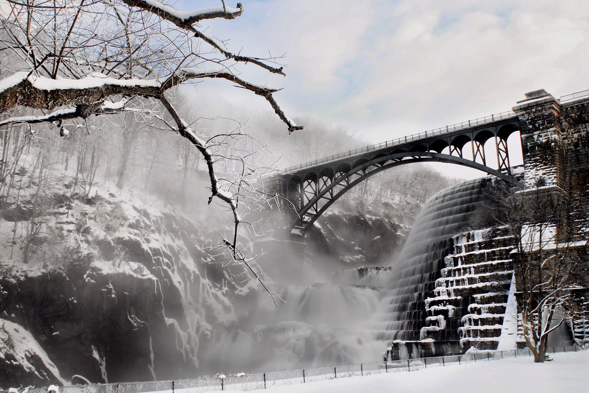 inverno fiume ponte diga