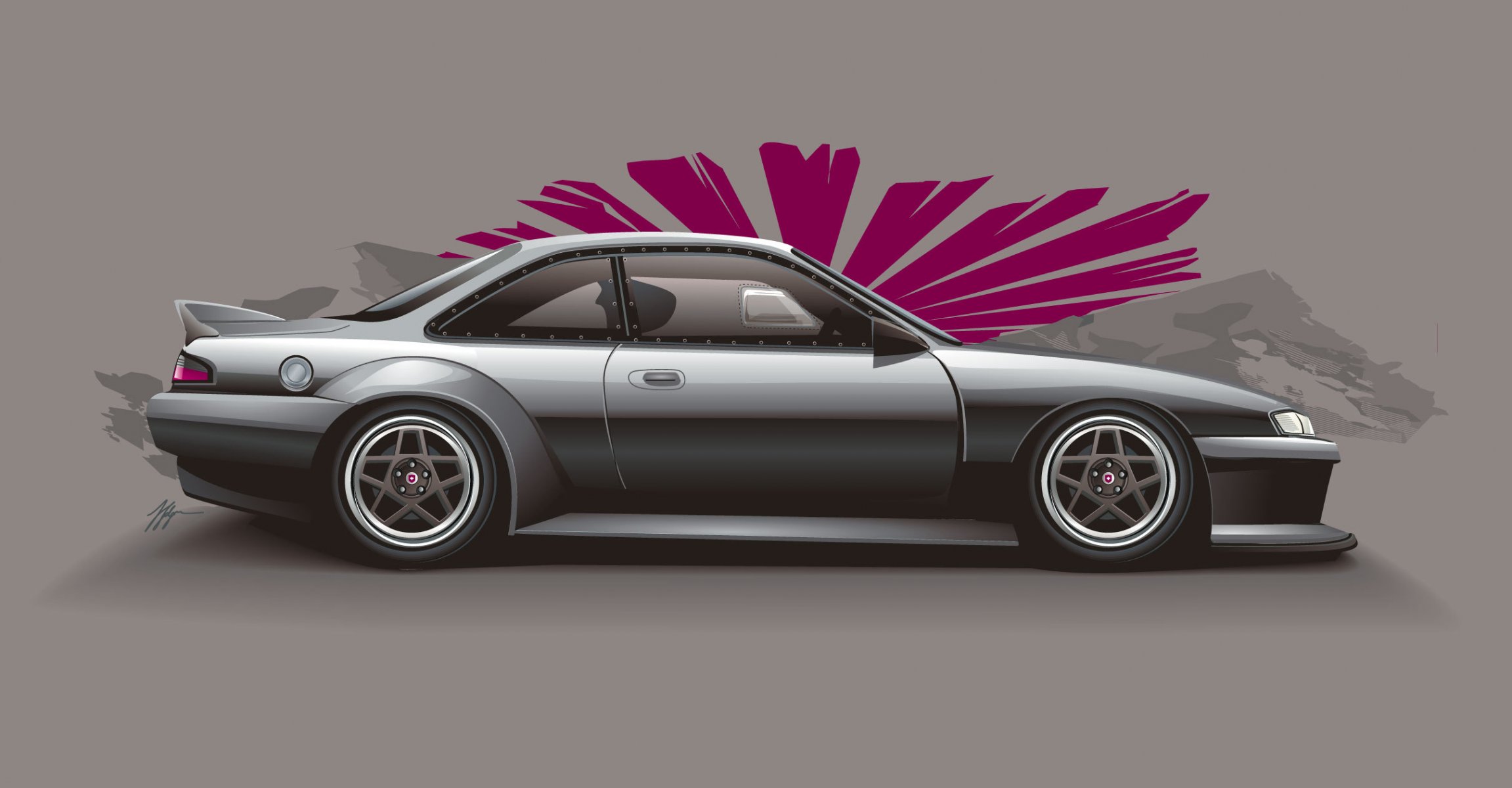 nissan sylvia s14 srebrny profil pozycja jdm nissan srebrny art