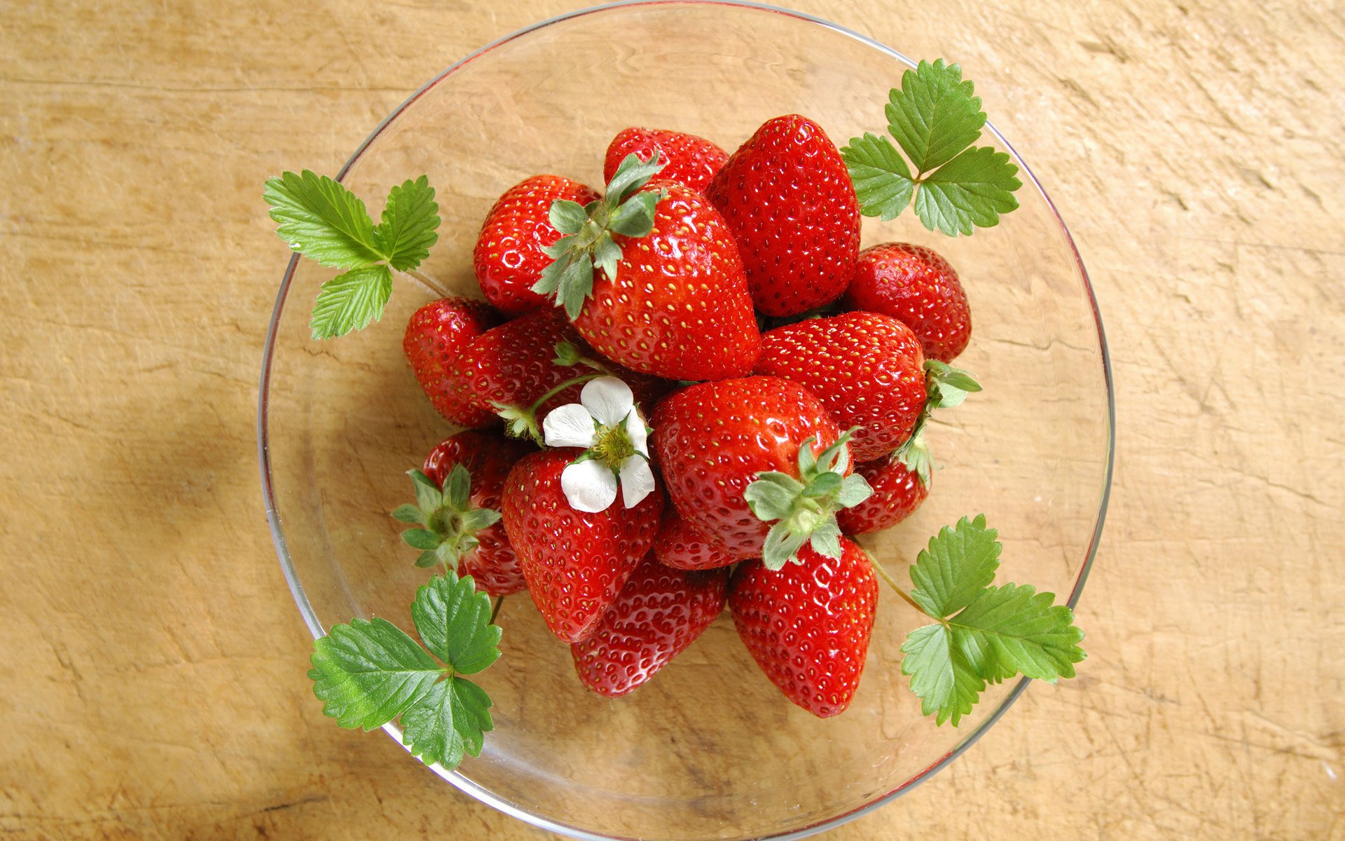 fraise délicieux 1920x1200 feuilles assiette fleur