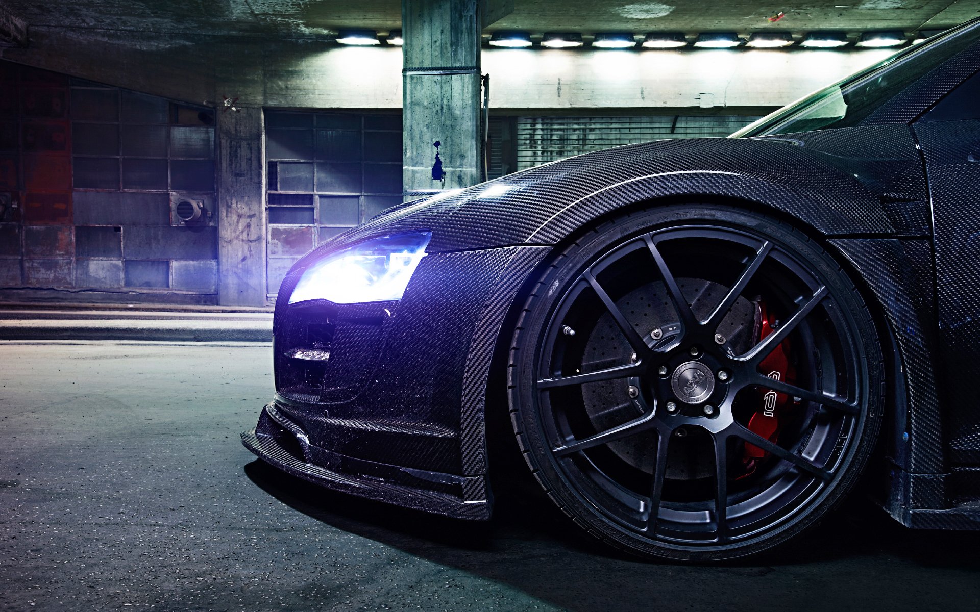 audi r8 tuning night carbon fiber wheel brake light glow