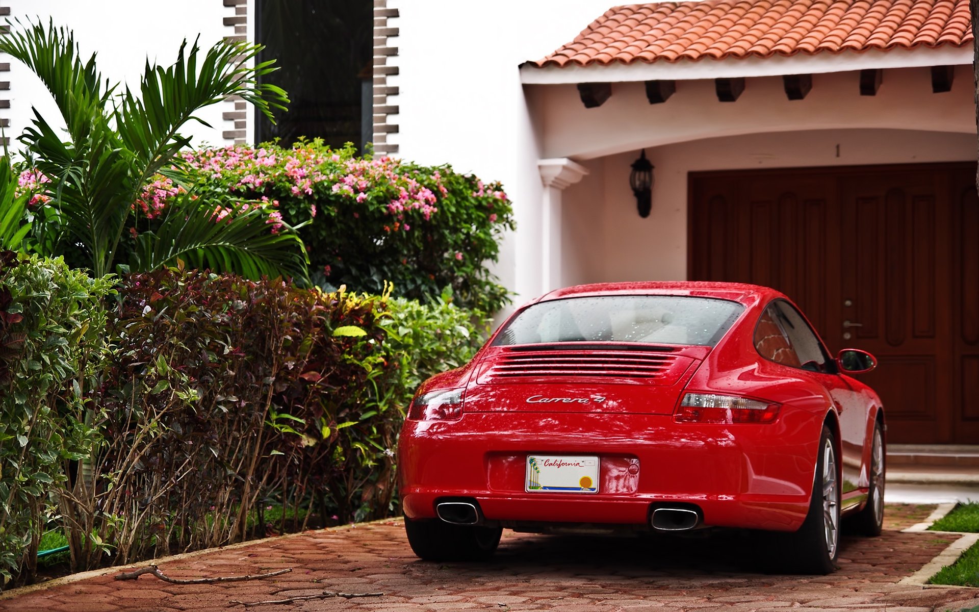 porsche carrera 4 porsche porsche porsche rojo arbustos garaje