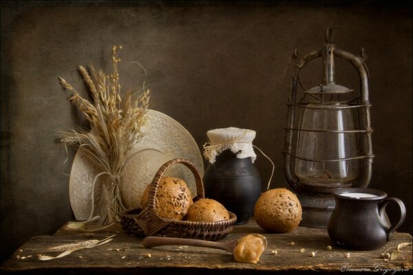 Photos of food in a rustic interior