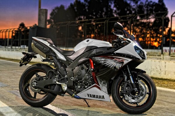 Cool white Yamaha on the road