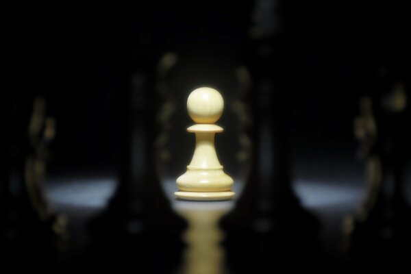 One white pawn on the chessboard among the blacks