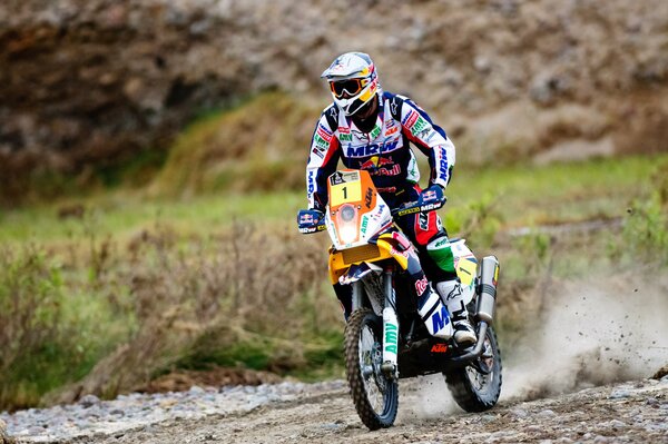 Racer on a sport bike on a high-speed track