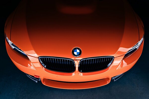 Bmw lime rock park edition arancione con vista frontale del badge