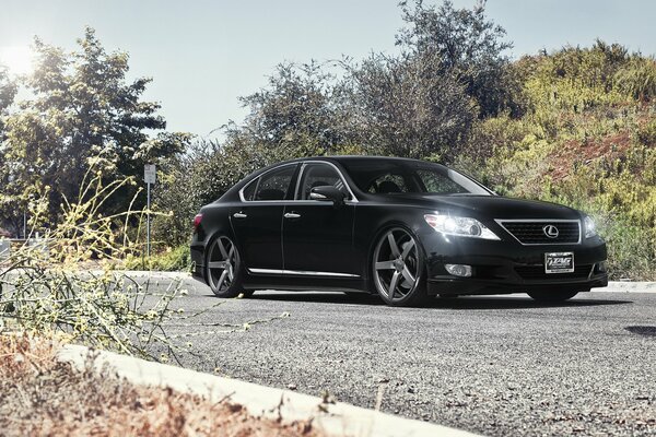 Lexus en un camino rural