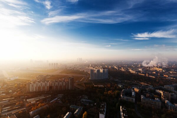 Панорама на дома в Москве с высоты птичьего полета