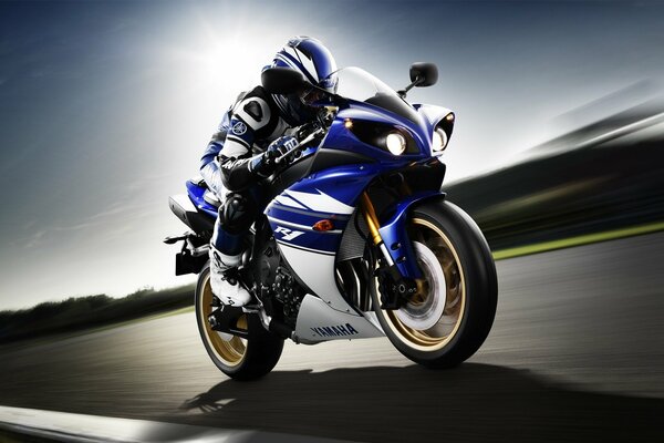 Yamaha sports motorcycle at high speed