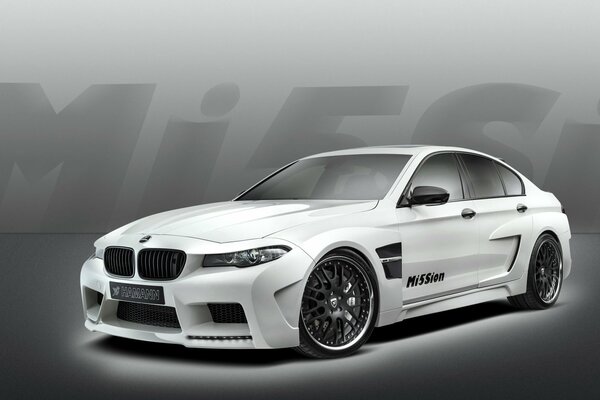 Car BMW m5 sedan body white
