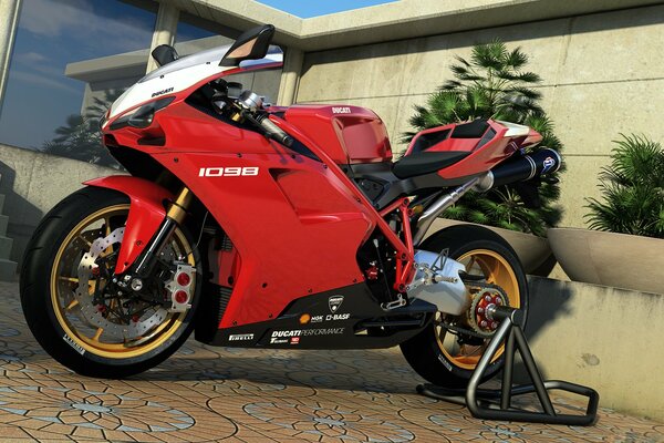 Moto rouge de la marque Ducati