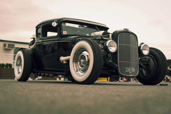 Beautiful retro car. black car