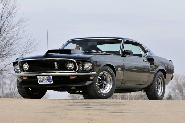 Black Ford Mustang of the old model