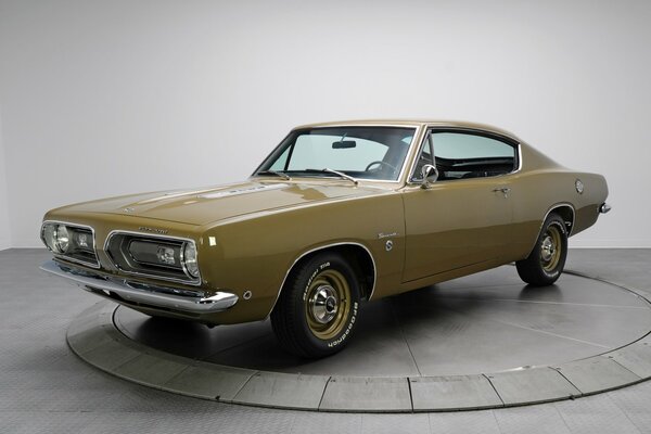 A rare olive-colored car at the exhibition