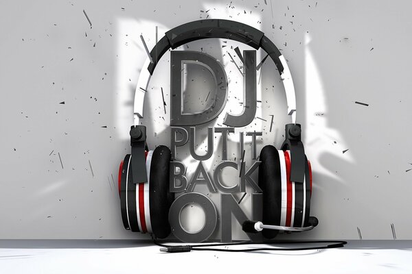 Casque de musique. Inscription DJ