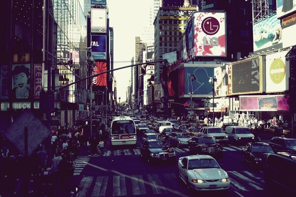 Busy traffic on the roads of New York