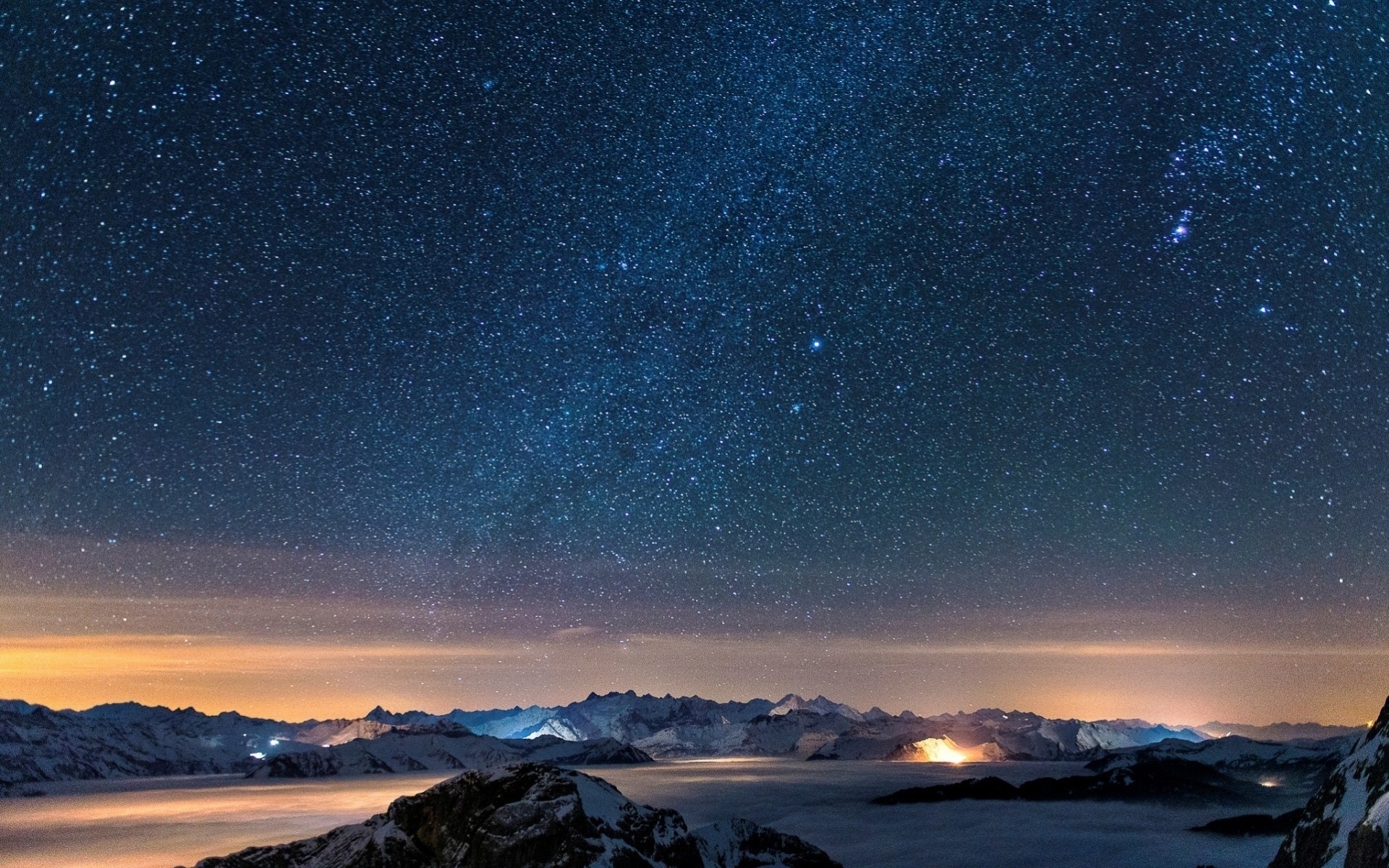 montagnes étoile nuit ciel