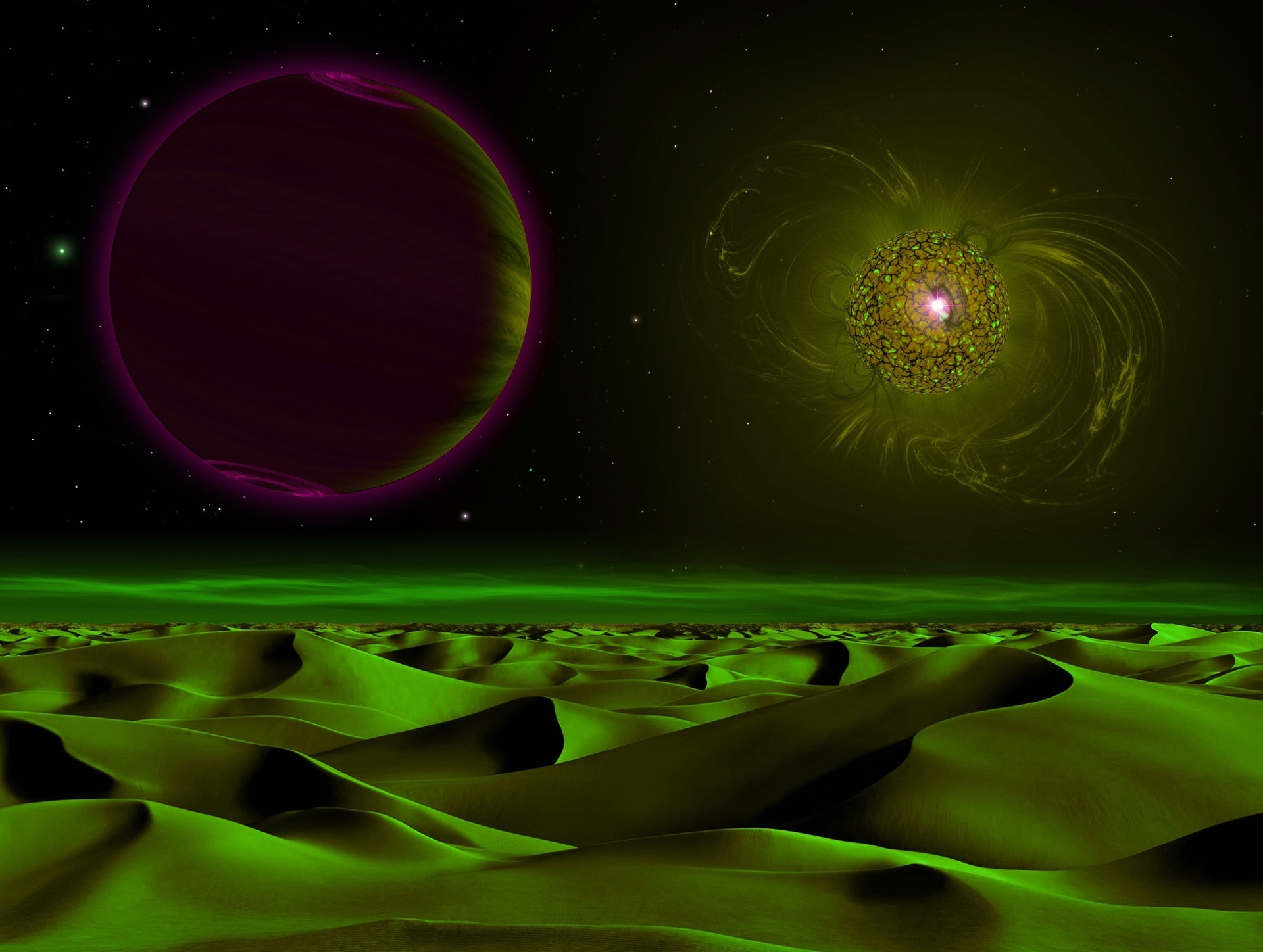 dunes star hills light sky planet