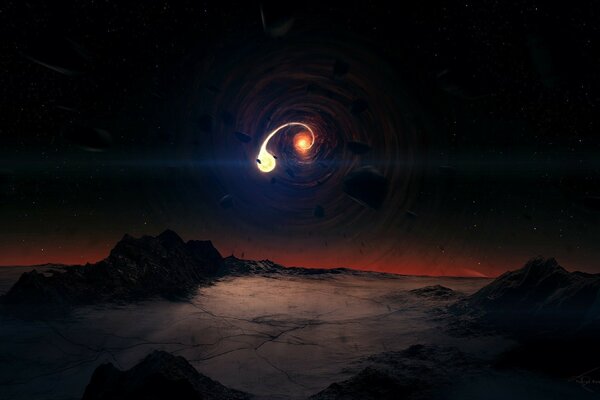 Agujero negro vista desde un planeta desconocido