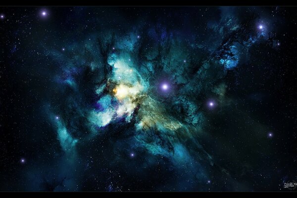A cosmic nebula. Open space with stars