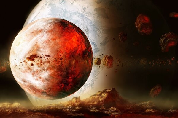 ZD art planète rouge dans l espace