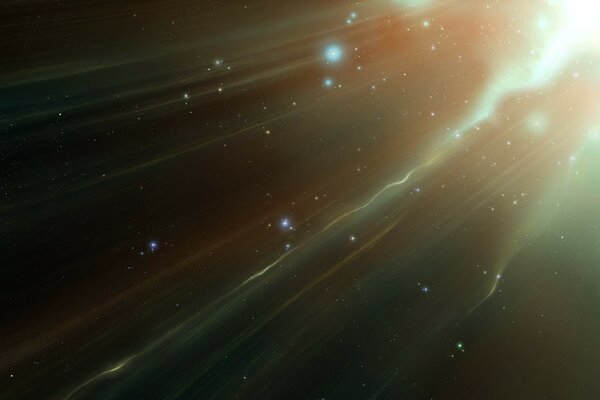 A stream of stars emitting rays