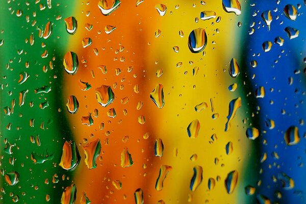 Raindrops on a bright background