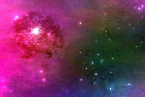 Immagine fantasy del cosmo in toni lilla con stelle