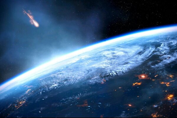 Caída de meteorito en el planeta Tierra