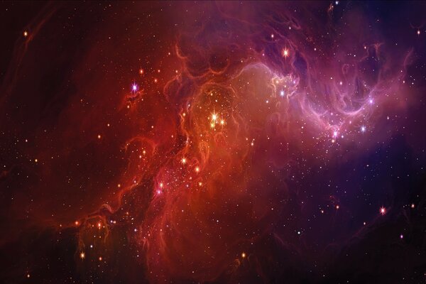 Multicolored cosmic nebula with stars