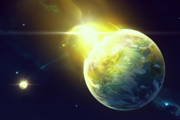 Planet Earth under a bright light