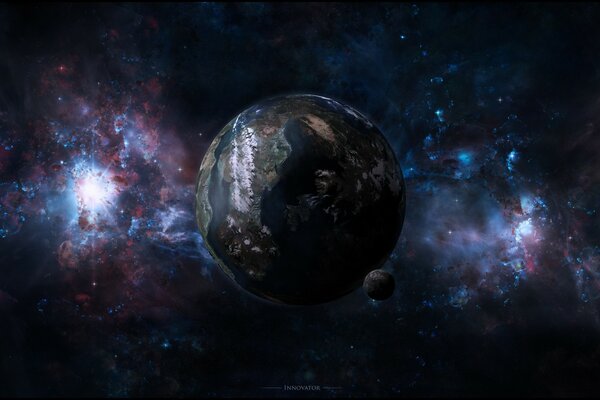 Image d art d une planète sur un fond de galaxie fantastique