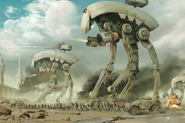 Drawing of a fictional Droid War