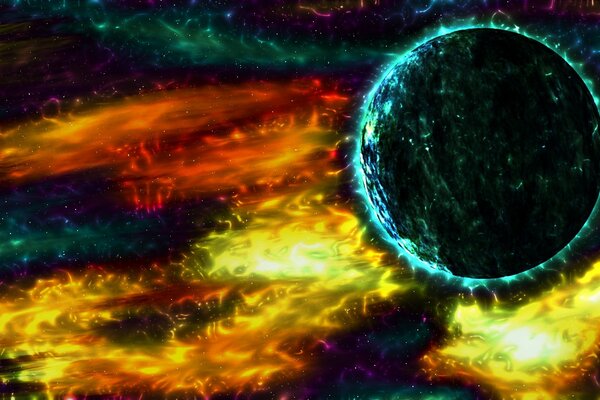 Bild eines Planeten vor dem Hintergrund kosmischer Strahlung